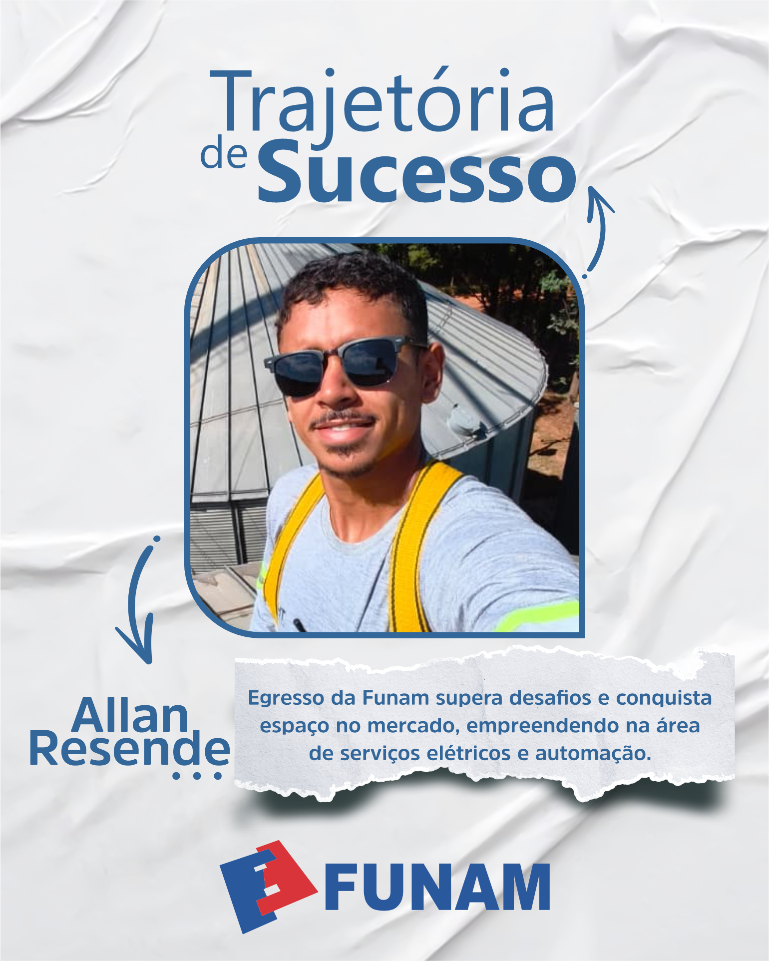 No momento, você está visualizando Trajetória de Sucesso: egresso da Funam transforma formação em carreira na área de Eletrotécnica